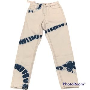 NEW Topshop Mom jeans high waisted tapered leg women’s bleach washed tie dye 4 6